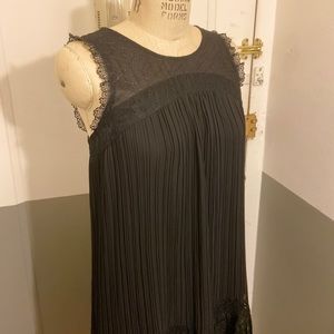 Pleated, Lace Sheath Dress w/ Back Keyhole